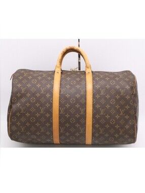 Louis Vuitton Keepall 50 Travel Bag Duffel Brown Monogram Canvas Leather